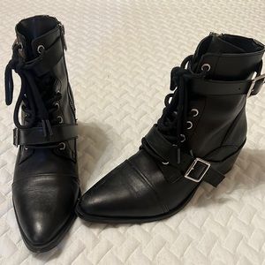 Black leather boots